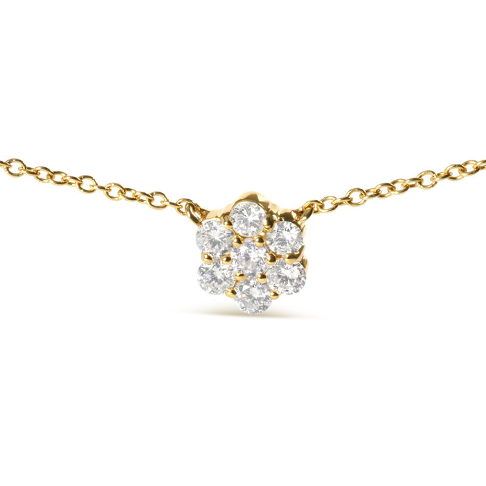 2 Ct. T.W. Diamond Cluster Station Necklace in 14K Yellow Gold, photo 2
