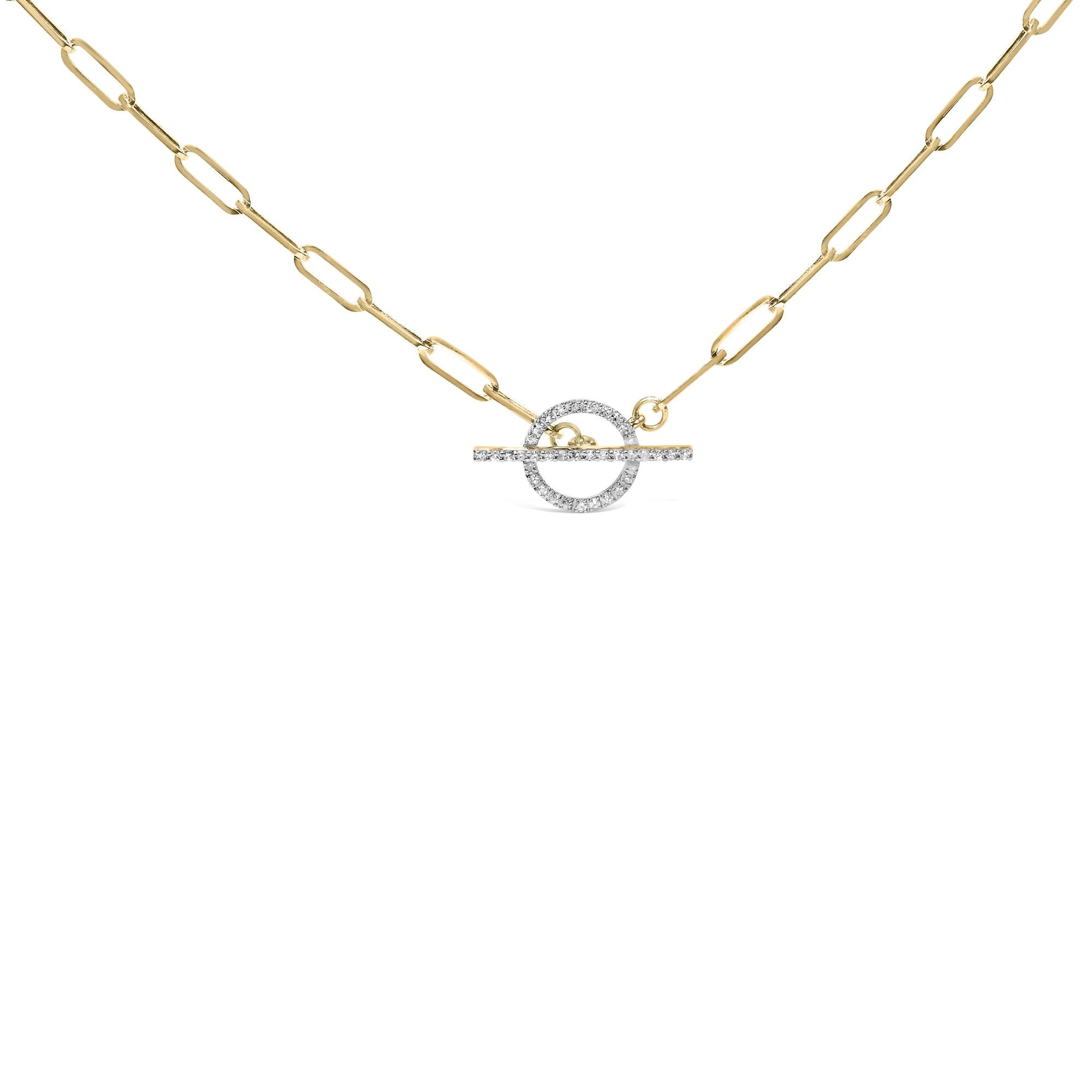 1/4 Ct. T.W. Diamond Toggle Clasp Paperclip Link Necklace in 14K Yellow Gold, photo 1