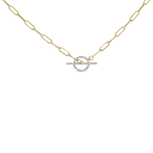 1/4 Ct. T.W. Diamond Toggle Clasp Paperclip Link Necklace in 14K Yellow Gold, photo 1