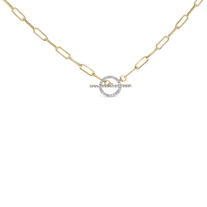 1/4 Ct. T.W. Diamond Toggle Clasp Paperclip Link Necklace in 14K Yellow Gold, photo 1