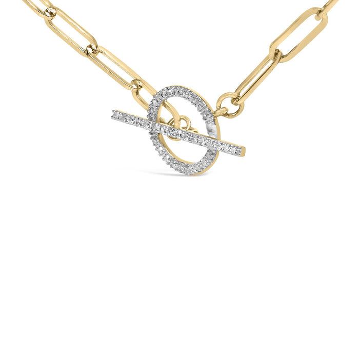 1/4 Ct. T.W. Diamond Toggle Clasp Paperclip Link Necklace in 14K Yellow Gold, photo 4