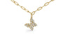 Collar de estaciones de mariposa y clip de papel con diamantes de 1/2 ct. p.t. en oro amarillo de 14K, foto 2
