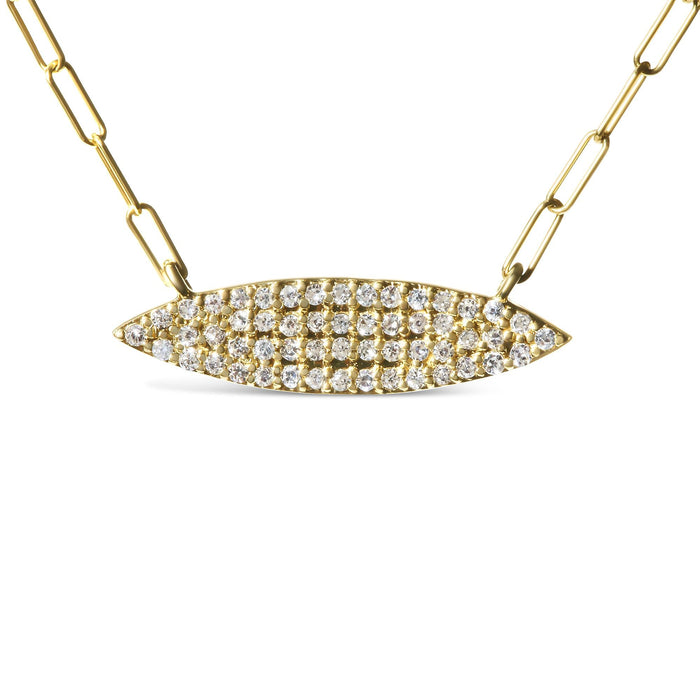 Collar de eslabones clip de dos hebras con dijes de marquesa y barra con diamantes de 3/8 ct. p.t. en oro amarillo de 14K, foto 4