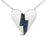 Collar con colgante de corazón roto con diamantes azules en plata de ley, foto 2