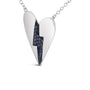 Collar con colgante de corazón roto con diamantes azules en plata de ley, foto 4