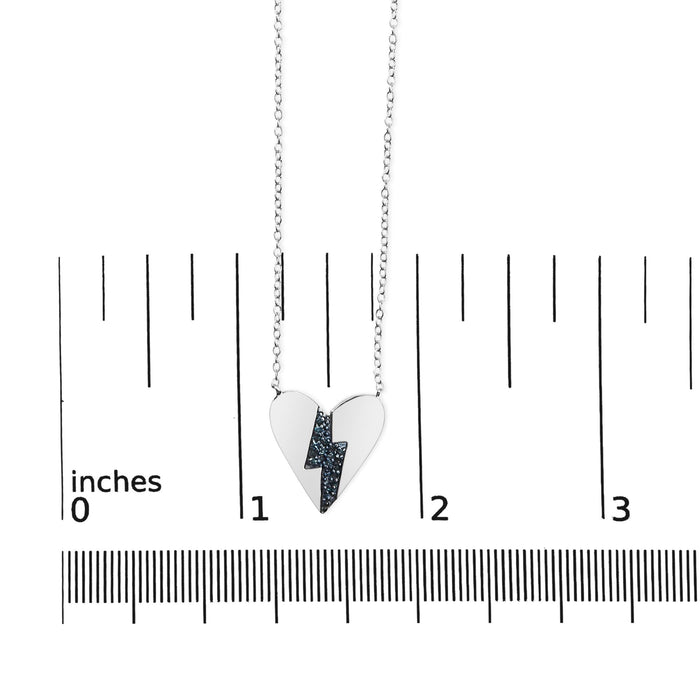 Collar con colgante de corazón roto con diamantes azules en plata de ley, foto 5