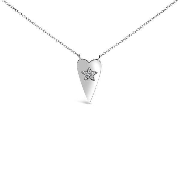Diamond Heart with Star Pendant Necklace in Sterling Silver, photo 1