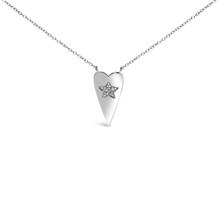 Collar con colgante de corazón con estrella y diamantes en plata de ley, foto 1