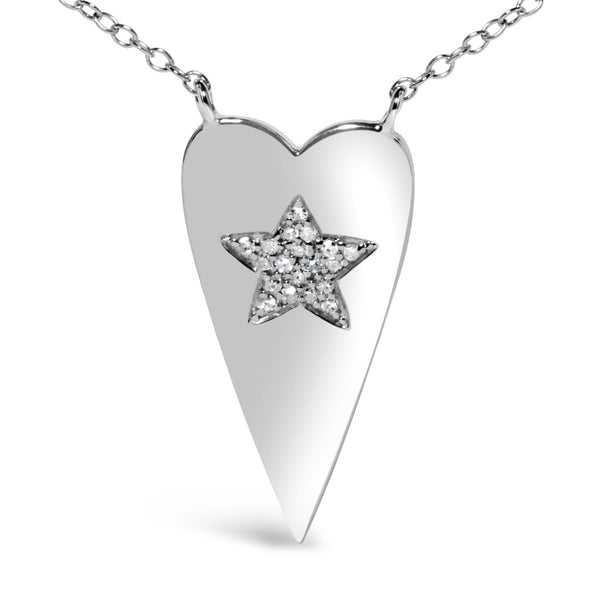 Diamond Heart with Star Pendant Necklace in Sterling Silver, photo 2