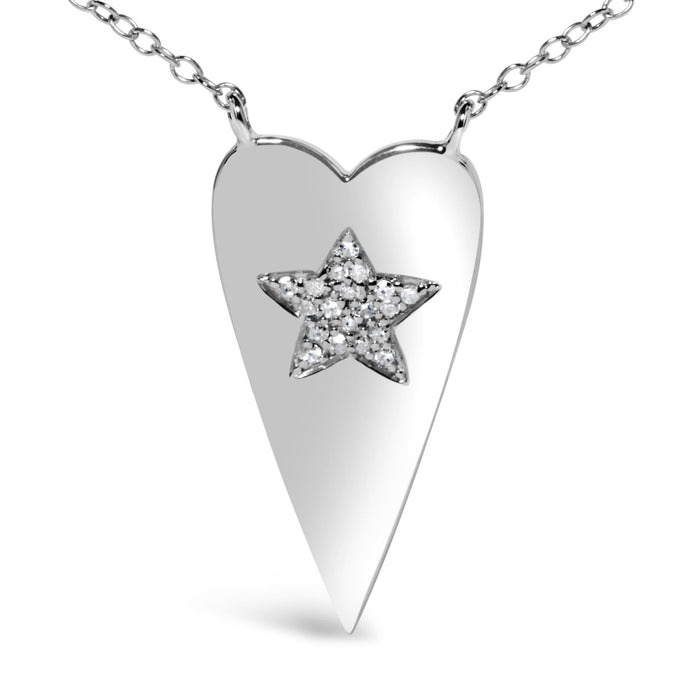 Collar con colgante de corazón con estrella y diamantes en plata de ley, foto 2