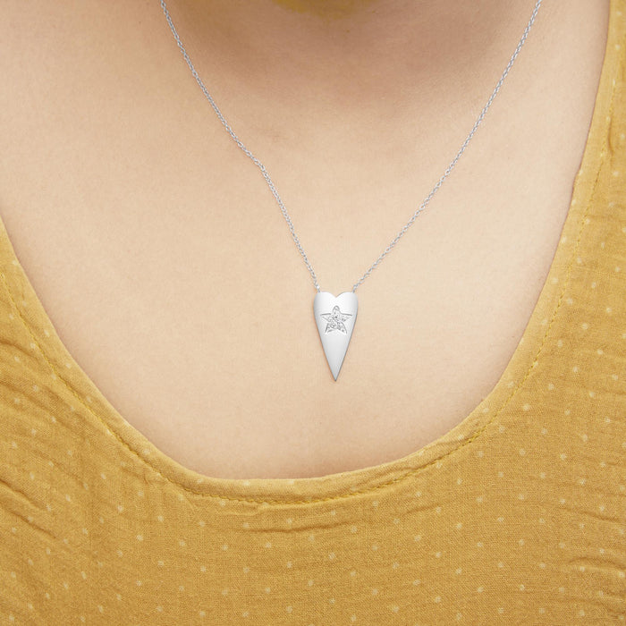 Collar con colgante de corazón con estrella y diamantes en plata de ley, foto 3