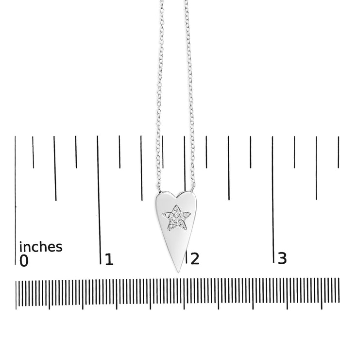 Collar con colgante de corazón con estrella y diamantes en plata de ley, foto 5