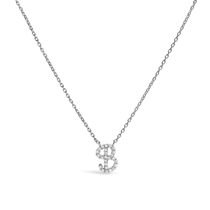Diamond Accent A-Z Initial Script Style Pendant Necklace in 10K White Gold, photo 25