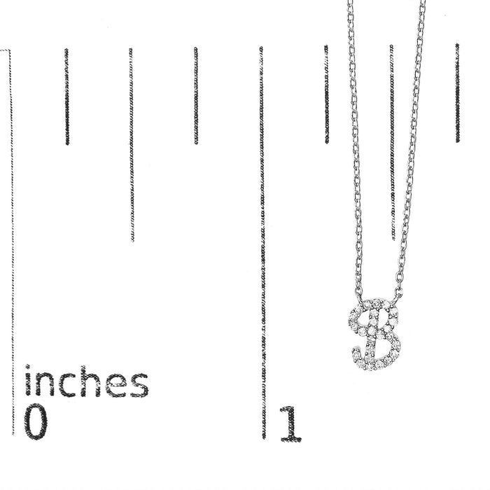 Diamond Accent A-Z Initial Script Style Pendant Necklace in 10K White Gold
