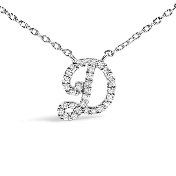 Diamond Accent A-Z Initial Script Style Pendant Necklace in 10K White Gold, photo 49