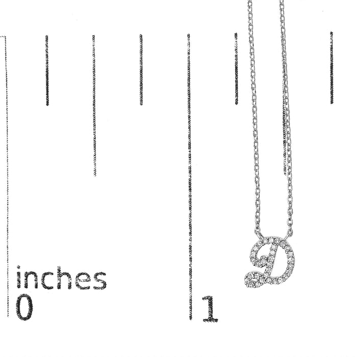 Diamond Accent A-Z Initial Script Style Pendant Necklace in 10K White Gold