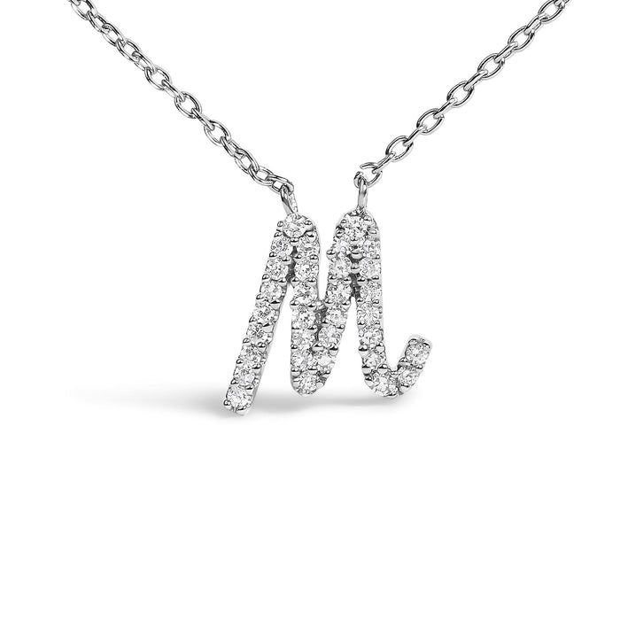 Diamond Accent A-Z Initial Script Style Pendant Necklace in 10K White Gold, photo 40