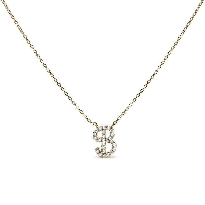 Diamond Accent A-Z Initial Script Style Pendant Necklace in 10K Yellow Gold, photo 25