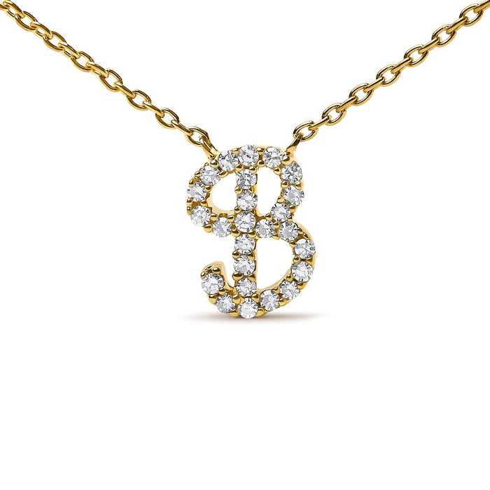 Diamond Accent A-Z Initial Script Style Pendant Necklace in 10K Yellow Gold, photo 51