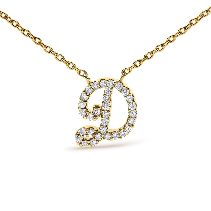 Diamond Accent A-Z Initial Script Style Pendant Necklace in 10K Yellow Gold, photo 50