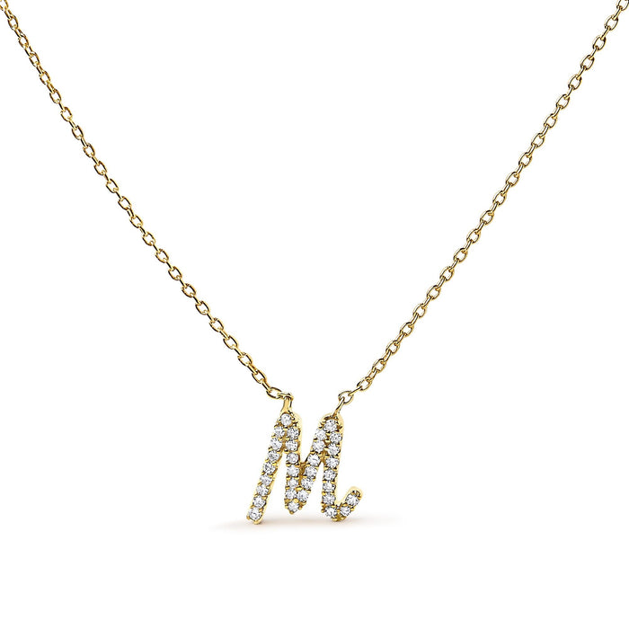 Diamond Accent A-Z Initial Script Style Pendant Necklace in 10K Yellow Gold, photo 14