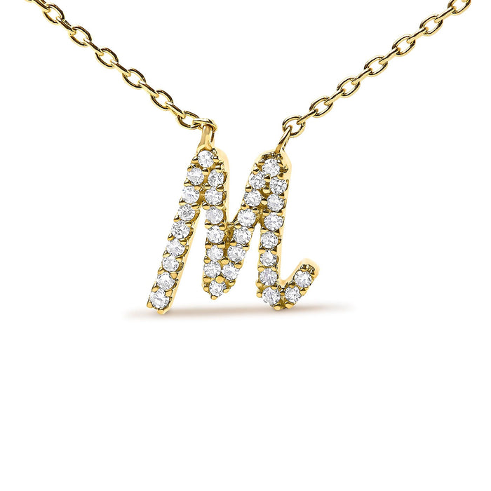 Diamond Accent A-Z Initial Script Style Pendant Necklace in 10K Yellow Gold, photo 40