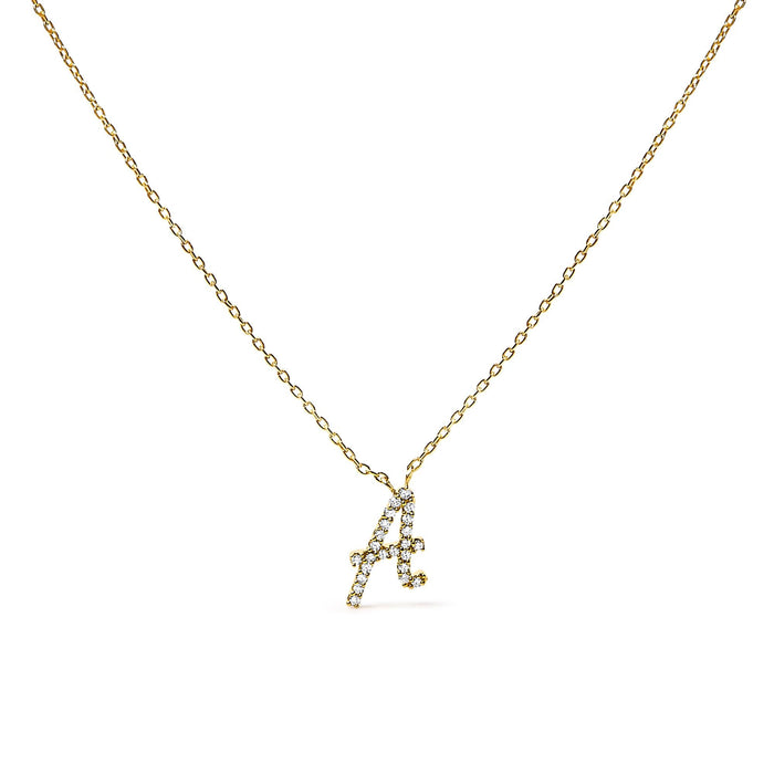 Diamond Accent A-Z Initial Script Style Pendant Necklace in 10K Yellow Gold, photo 26