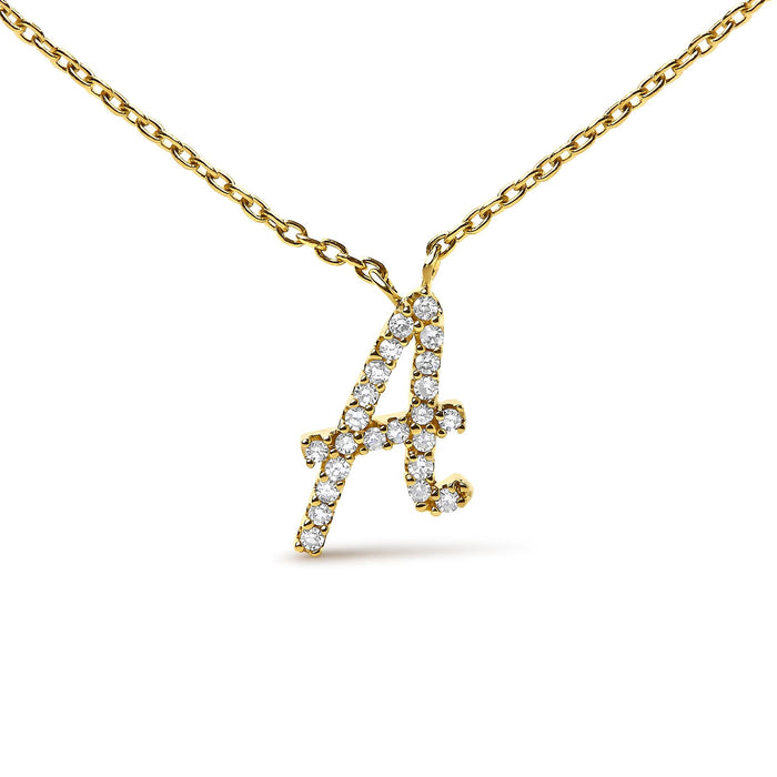 Diamond Accent A-Z Initial Script Style Pendant Necklace in 10K Yellow Gold, photo 52