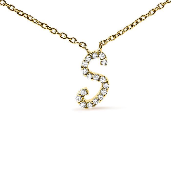 Diamond Accent A-Z Initial Script Style Pendant Necklace in 10K Yellow Gold, photo 34