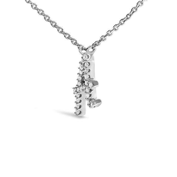 Diamond Accent A-Z Initial Script Style Pendant Necklace in 10K White Gold