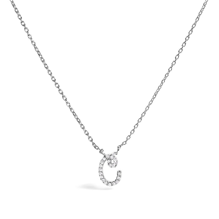 Diamond Accent A-Z Initial Script Style Pendant Necklace in 10K White Gold, photo 24