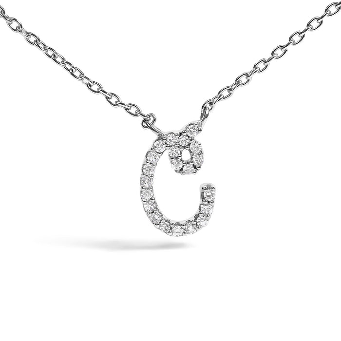 Diamond Accent A-Z Initial Script Style Pendant Necklace in 10K White Gold, photo 50