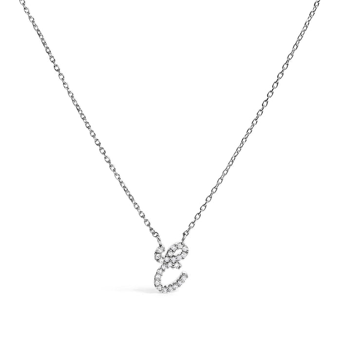 Diamond Accent A-Z Initial Script Style Pendant Necklace in 10K White Gold, photo 22