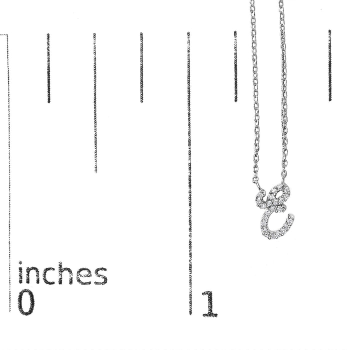 Diamond Accent A-Z Initial Script Style Pendant Necklace in 10K White Gold