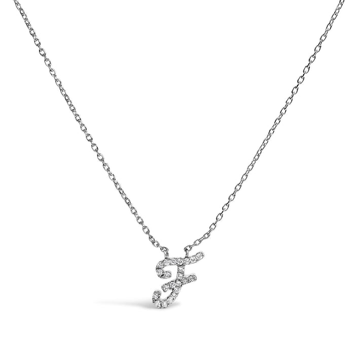 Diamond Accent A-Z Initial Script Style Pendant Necklace in 10K White Gold, photo 21
