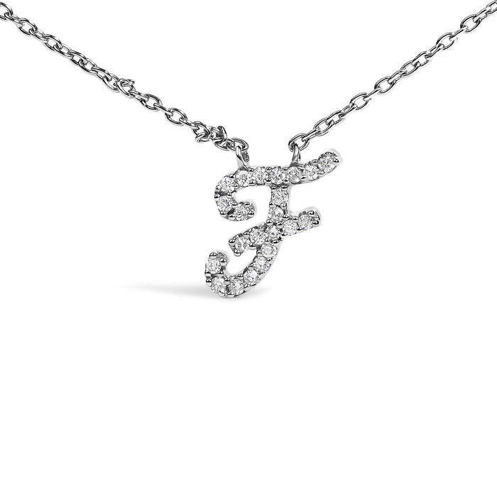Diamond Accent A-Z Initial Script Style Pendant Necklace in 10K White Gold, photo 47