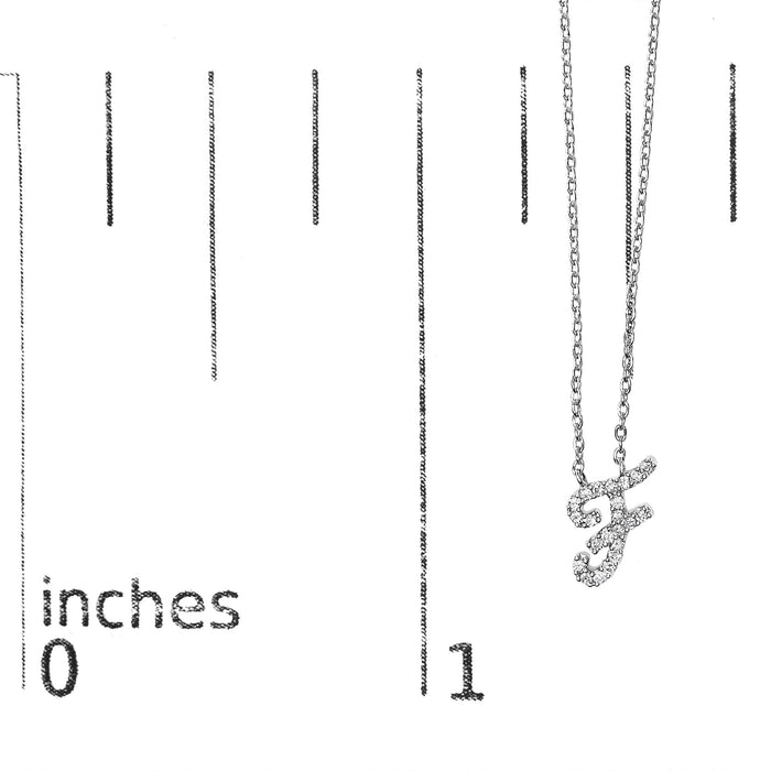 Diamond Accent A-Z Initial Script Style Pendant Necklace in 10K White Gold
