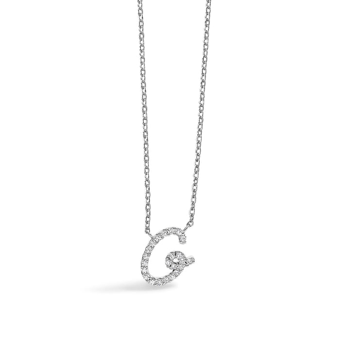 Diamond Accent A-Z Initial Script Style Pendant Necklace in 10K White Gold, photo 20