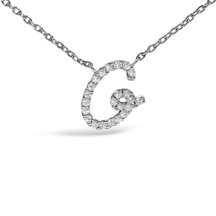Diamond Accent A-Z Initial Script Style Pendant Necklace in 10K White Gold, photo 46