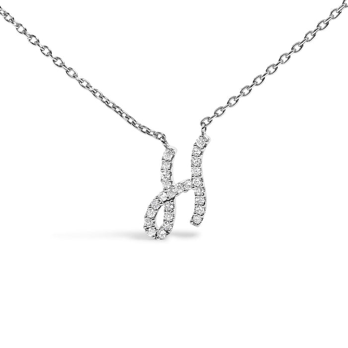 Diamond Accent A-Z Initial Script Style Pendant Necklace in 10K White Gold, photo 45