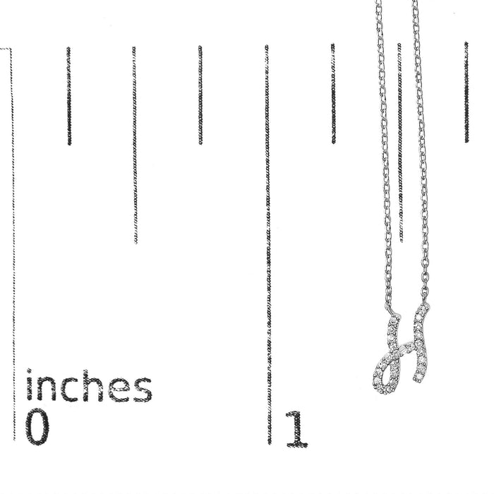 Diamond Accent A-Z Initial Script Style Pendant Necklace in 10K White Gold