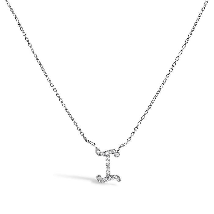 Diamond Accent A-Z Initial Script Style Pendant Necklace in 10K White Gold, photo 18