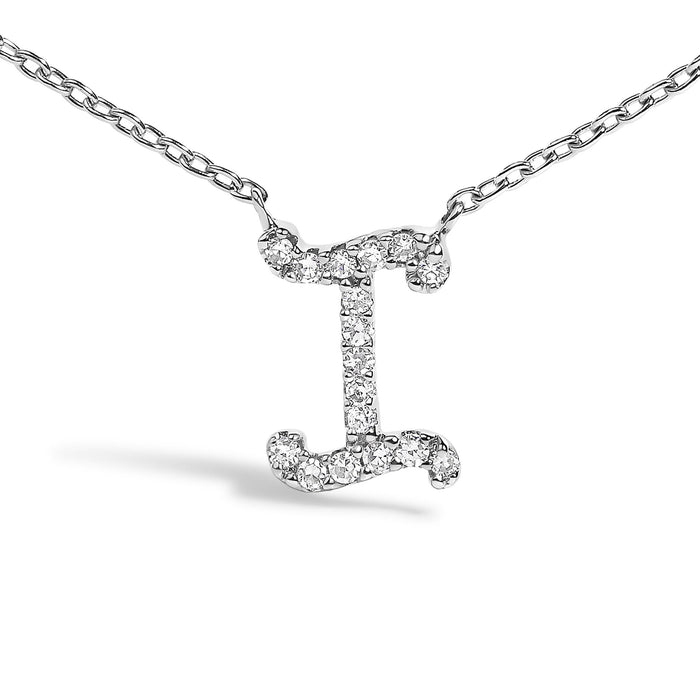 Diamond Accent A-Z Initial Script Style Pendant Necklace in 10K White Gold, photo 44