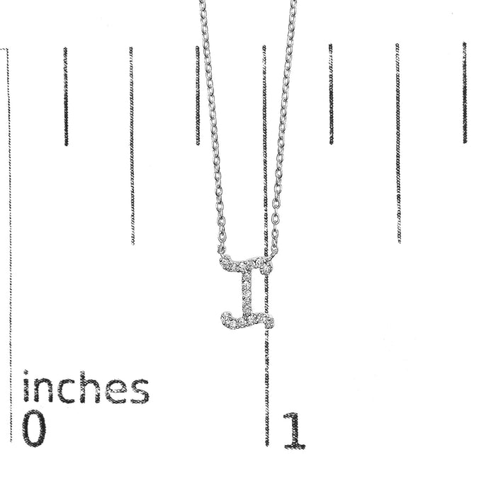Diamond Accent A-Z Initial Script Style Pendant Necklace in 10K White Gold