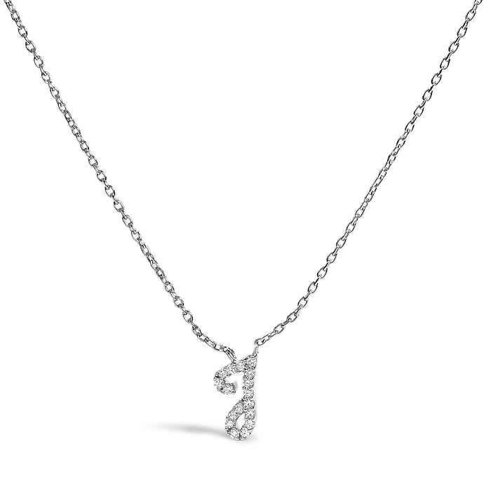 Diamond Accent A-Z Initial Script Style Pendant Necklace in 10K White Gold, photo 17