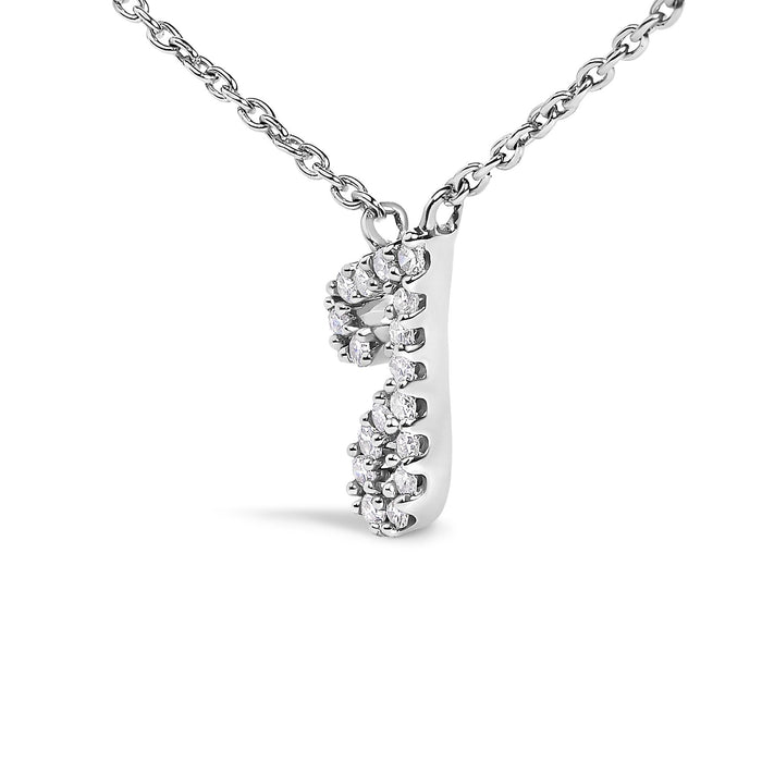 Diamond Accent A-Z Initial Script Style Pendant Necklace in 10K White Gold