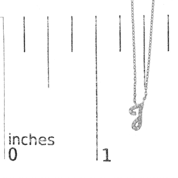 Diamond Accent A-Z Initial Script Style Pendant Necklace in 10K White Gold