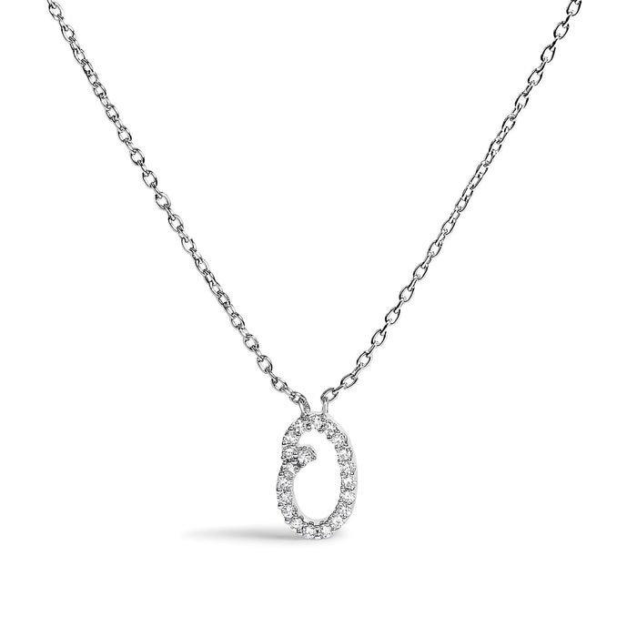 Diamond Accent A-Z Initial Script Style Pendant Necklace in 10K White Gold, photo 12
