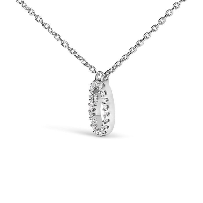 Diamond Accent A-Z Initial Script Style Pendant Necklace in 10K White Gold