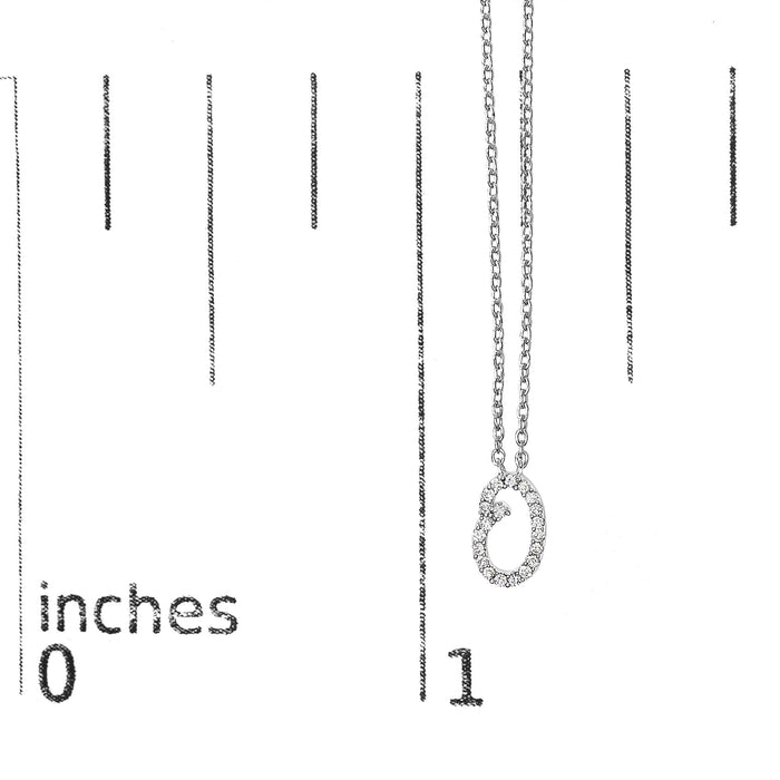 Diamond Accent A-Z Initial Script Style Pendant Necklace in 10K White Gold